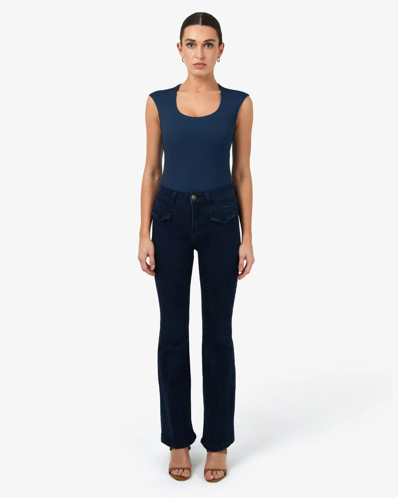 Forcast Soho Rounded Square Neck Top* T-Shirts & Tops|Work Tops