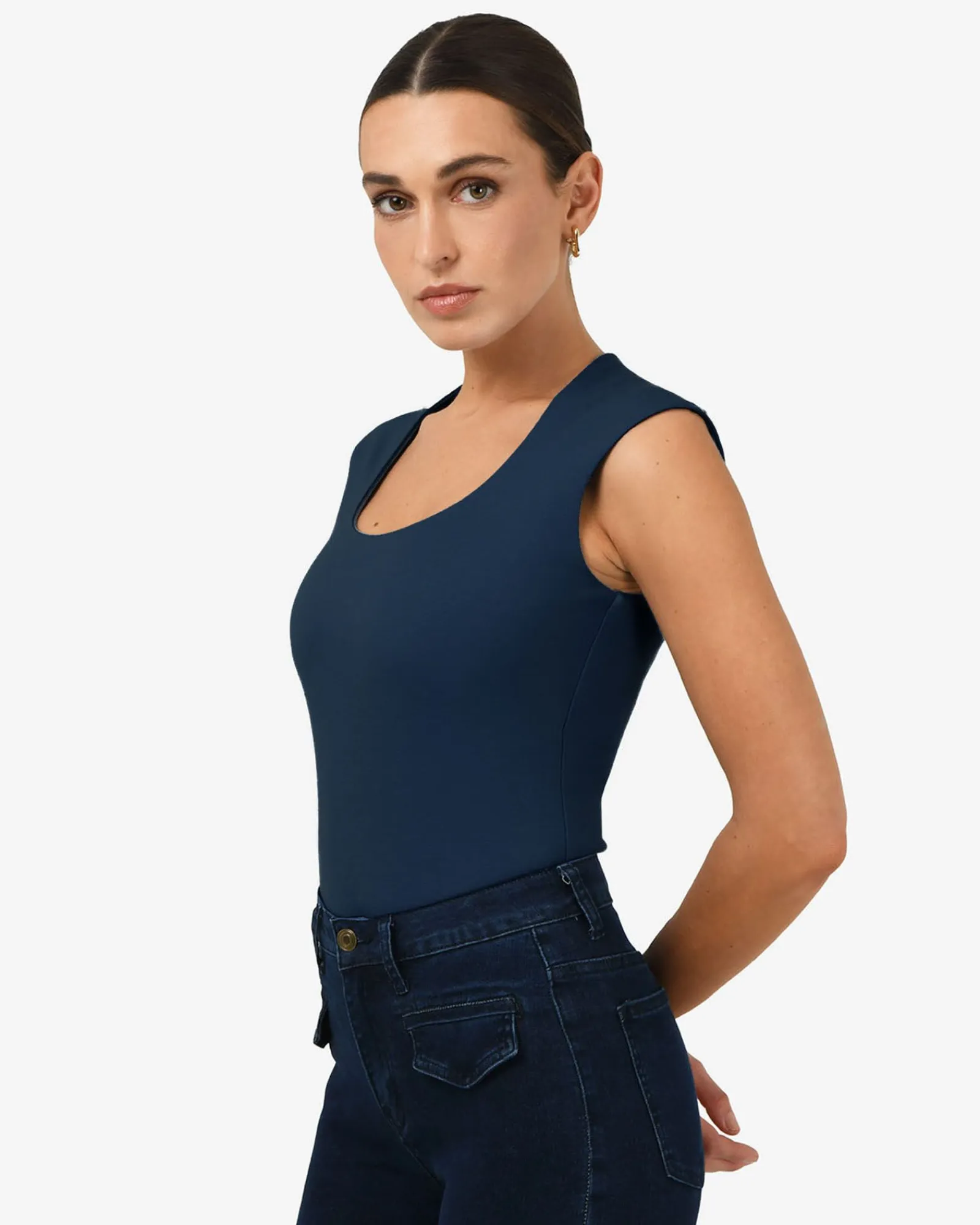 Forcast Soho Rounded Square Neck Top* T-Shirts & Tops|Work Tops