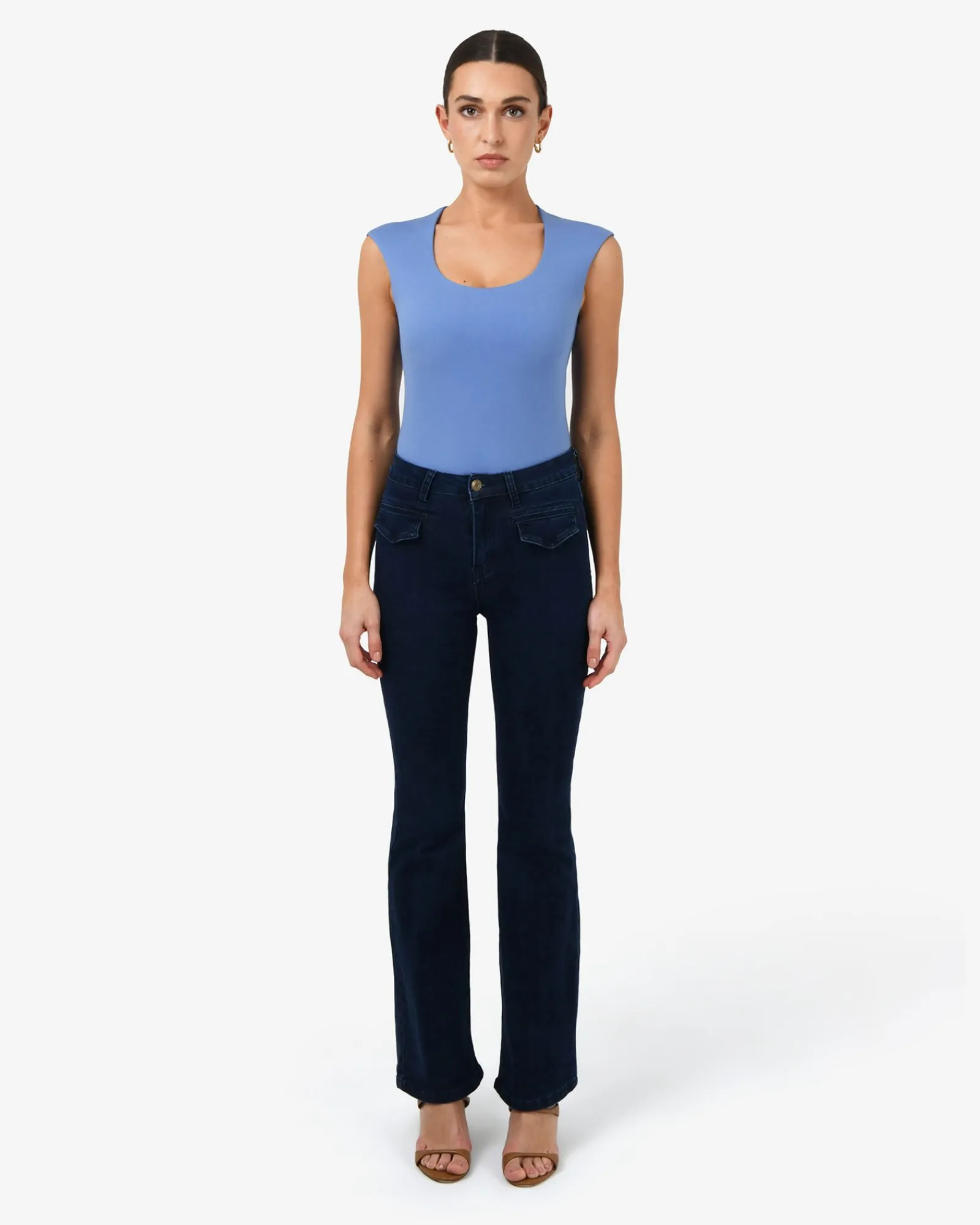 Forcast Soho Rounded Square Neck Top* T-Shirts & Tops|Work Tops
