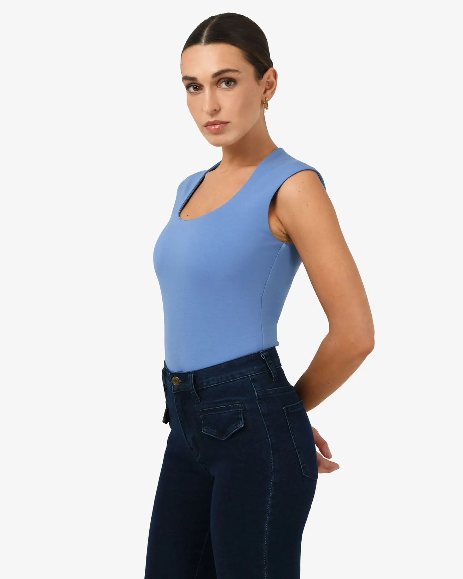 Forcast Soho Rounded Square Neck Top* T-Shirts & Tops|Work Tops