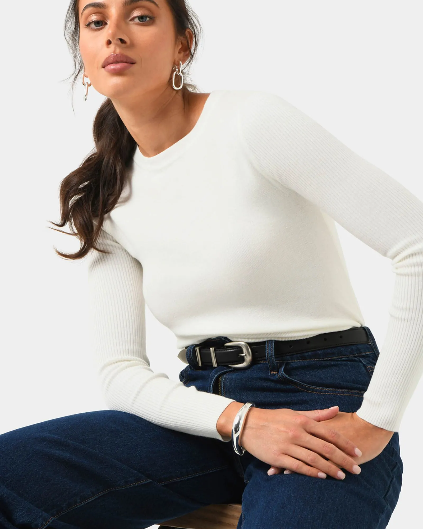 Forcast Tania Crew Neck Knit* Long Sleeve Tops|Work Tops