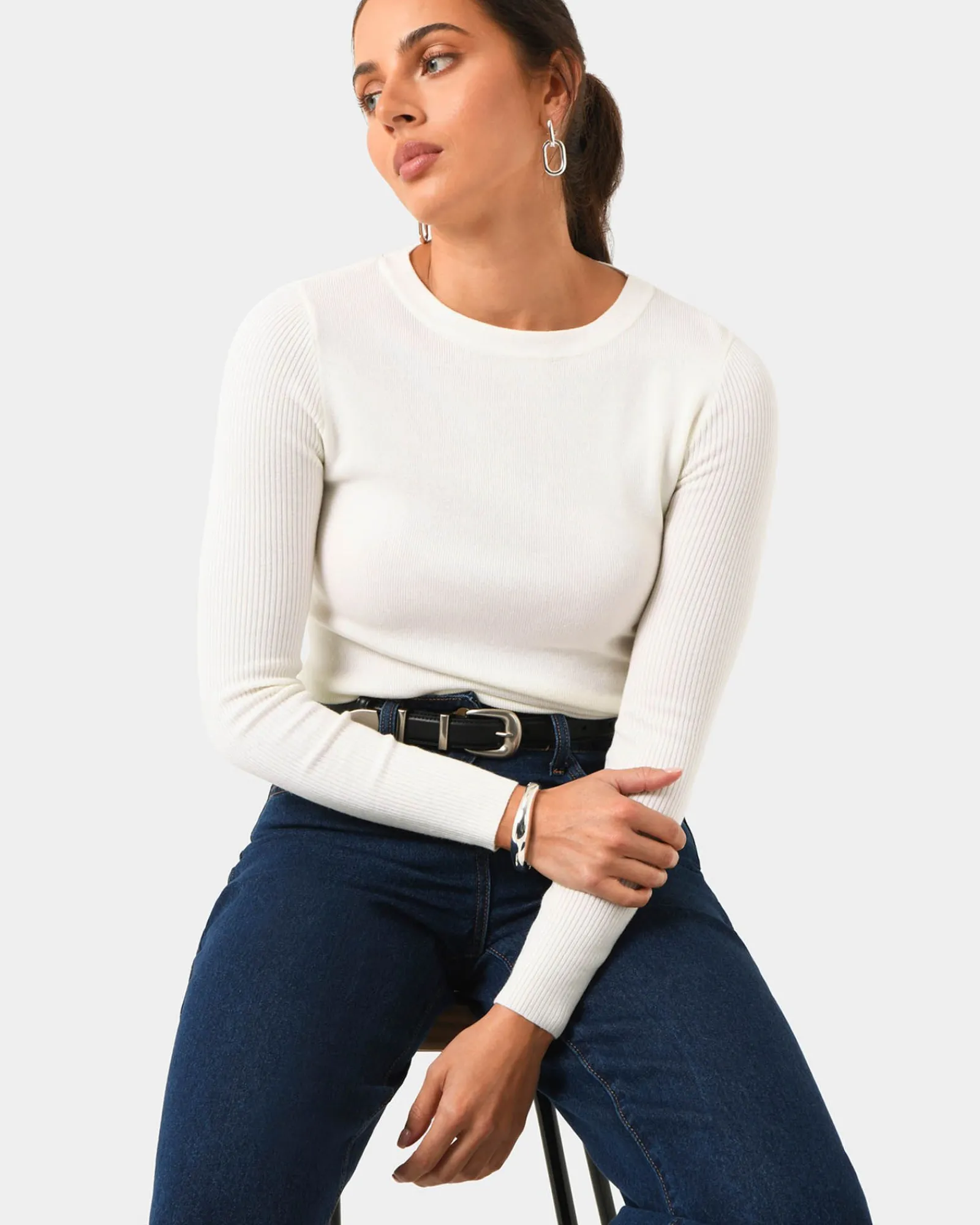 Forcast Tania Crew Neck Knit* Long Sleeve Tops|Work Tops