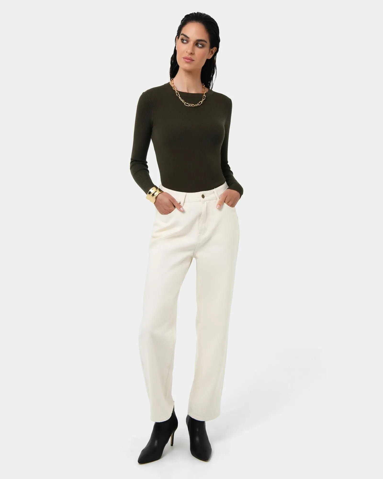 Forcast Tania Crew Neck Knit* Long Sleeve Tops|Work Tops