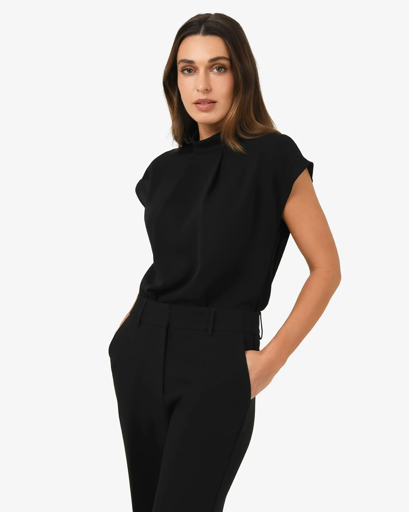 Forcast Tiara High Neck Shell Top* T-Shirts & Tops|Work Tops