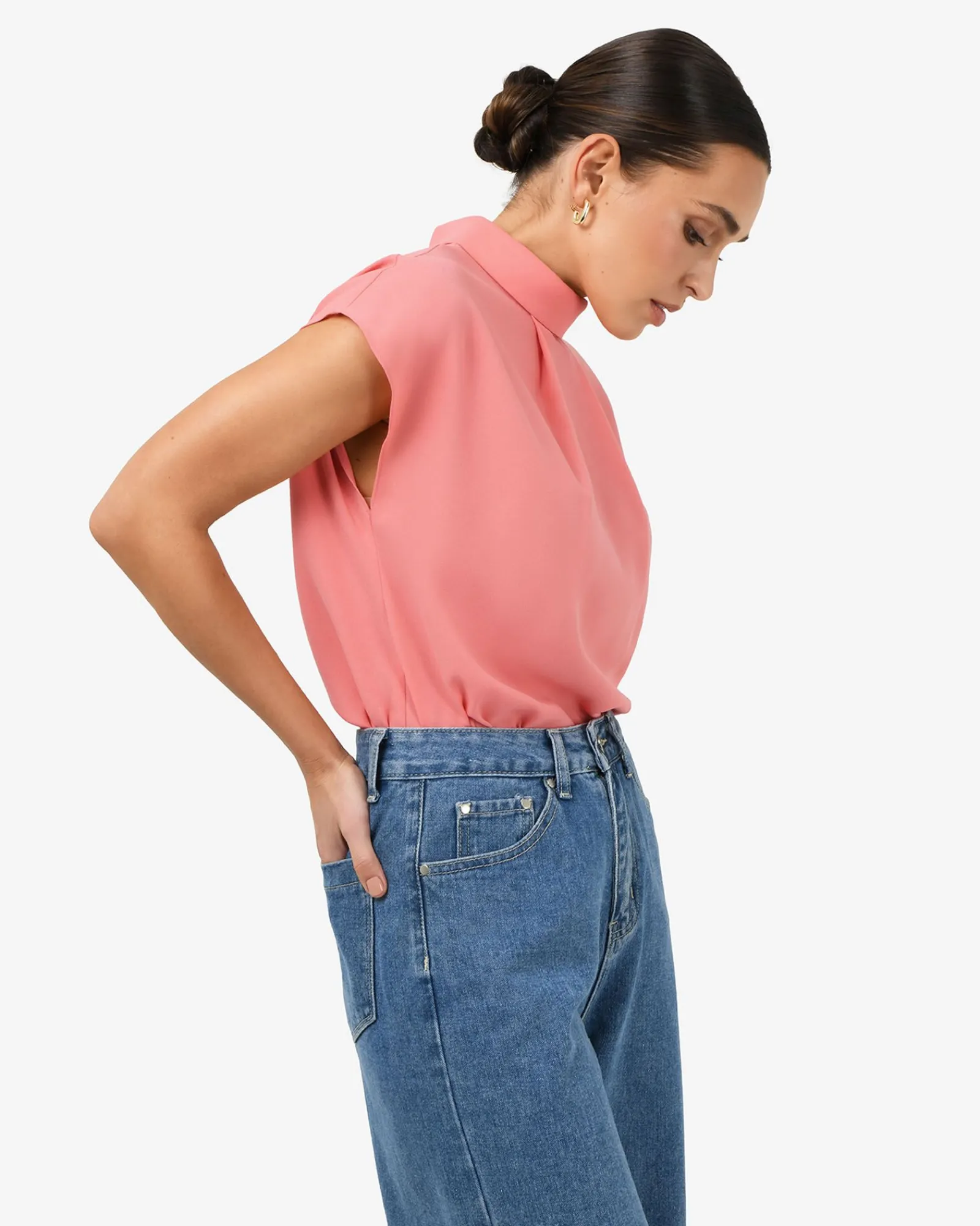 Forcast Tiara High Neck Shell Top* T-Shirts & Tops|Work Tops