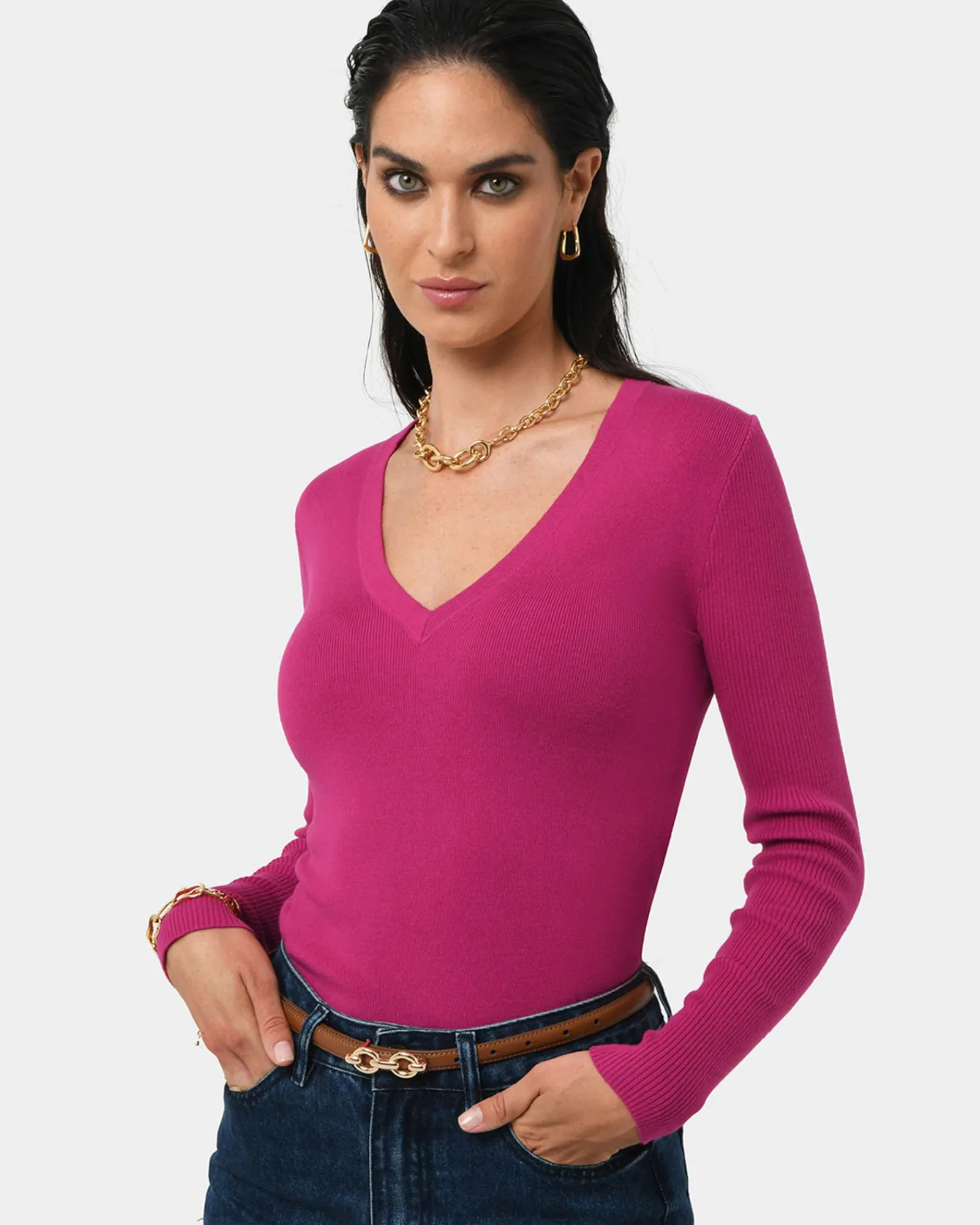 Forcast Vicky V-neck Knit* T-Shirts & Tops|Long Sleeve Tops