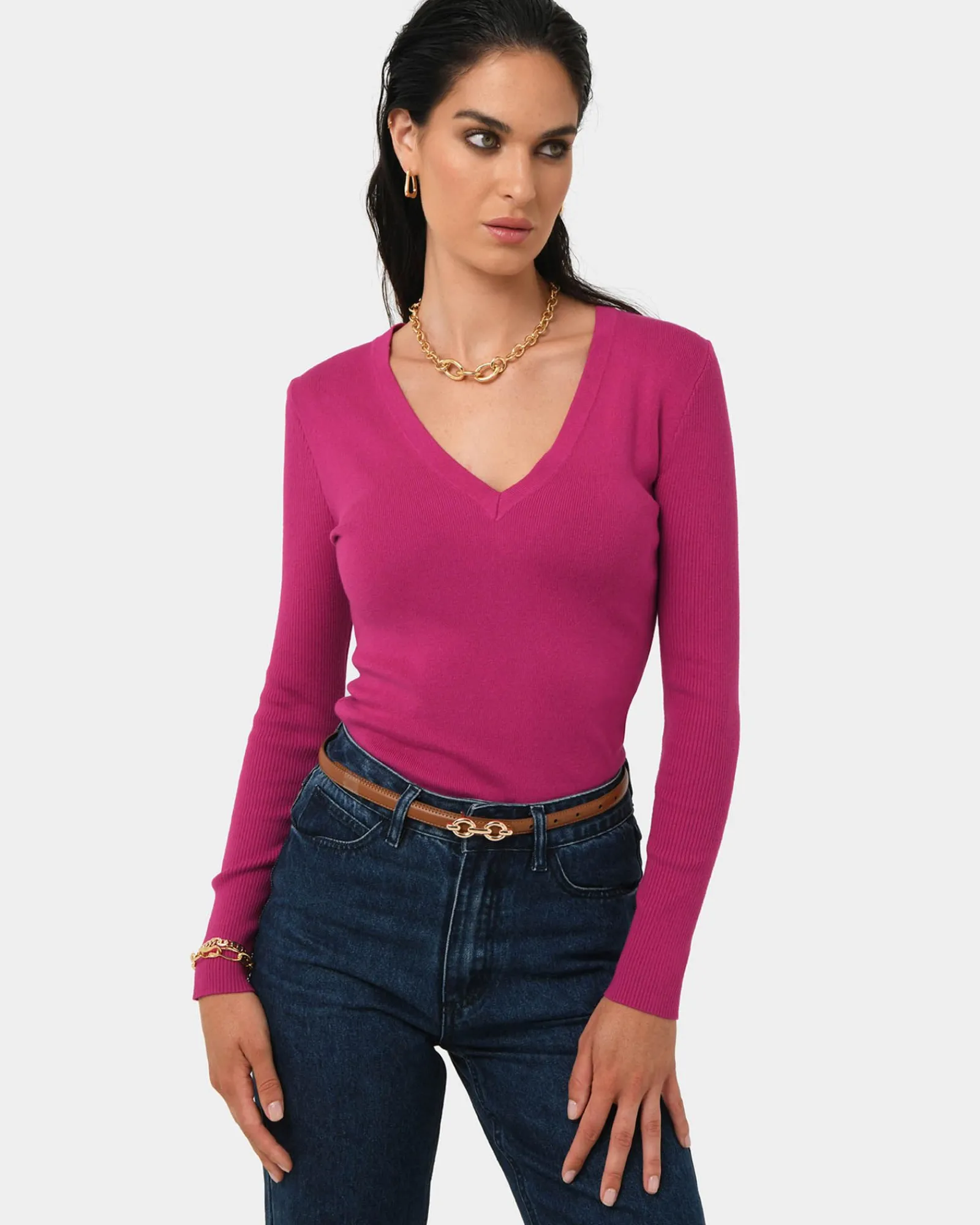 Forcast Vicky V-neck Knit* T-Shirts & Tops|Long Sleeve Tops