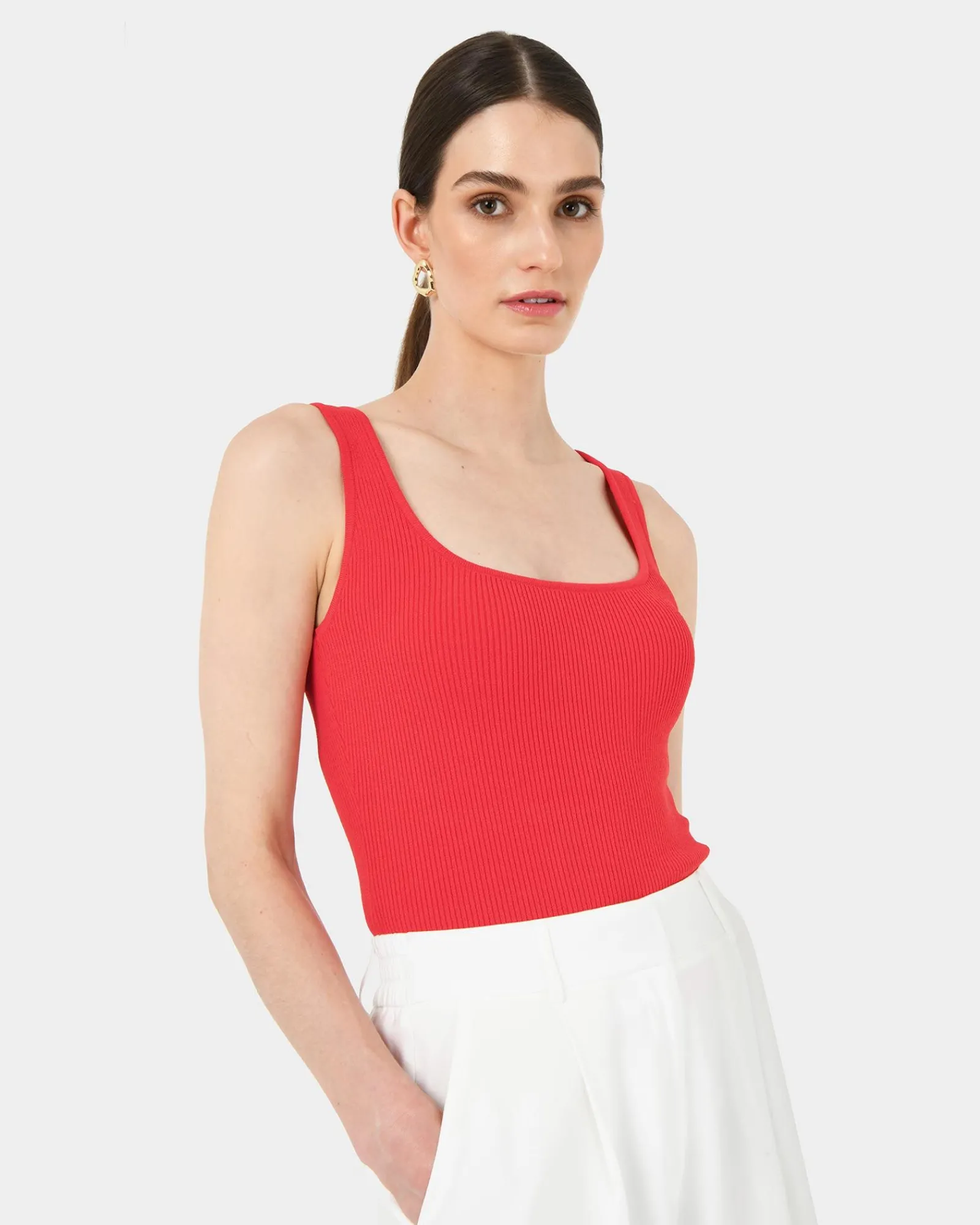 Forcast Vivi Rib Knit Tank Top* T-Shirts & Tops|Work Tops