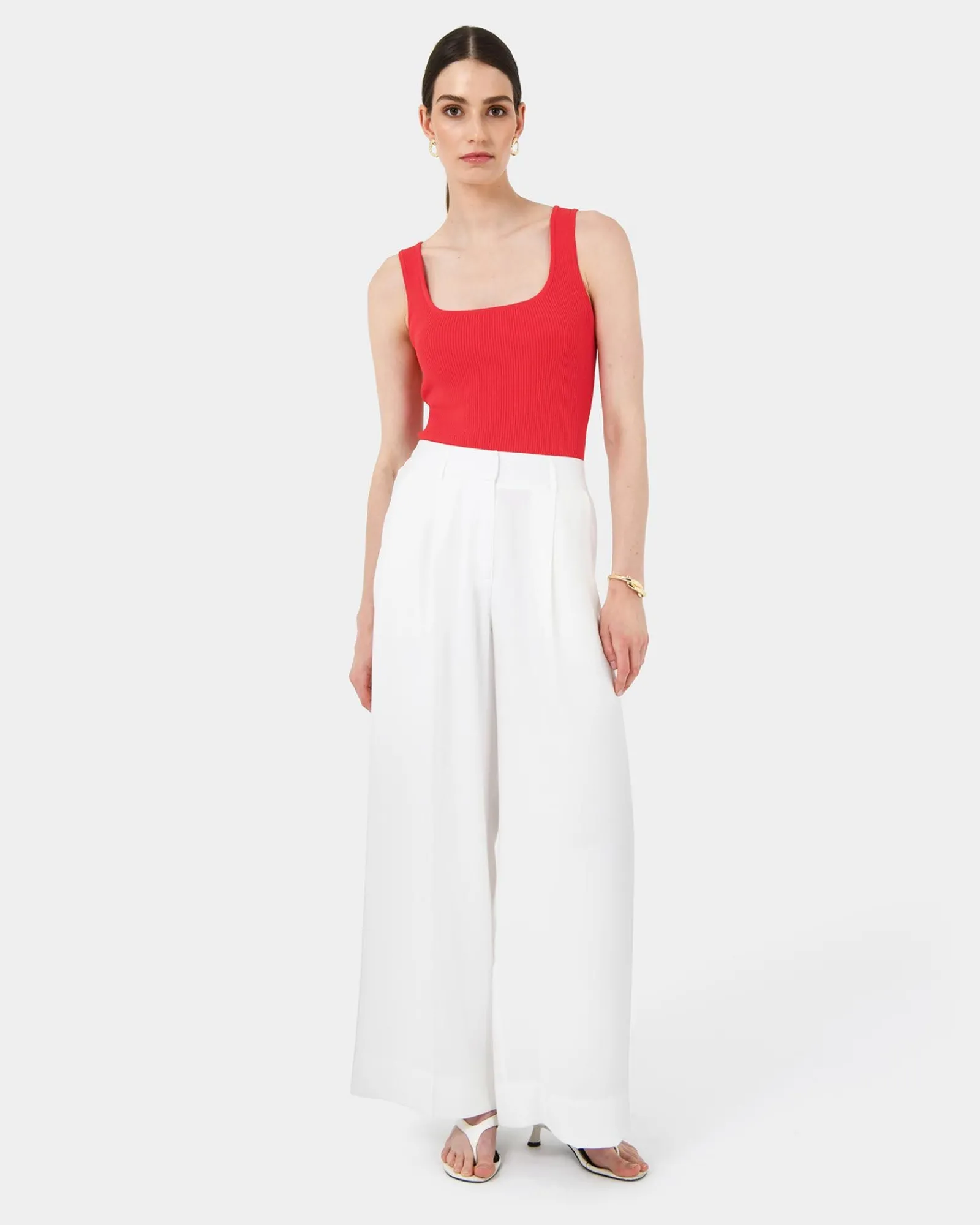Forcast Vivi Rib Knit Tank Top* T-Shirts & Tops|Work Tops