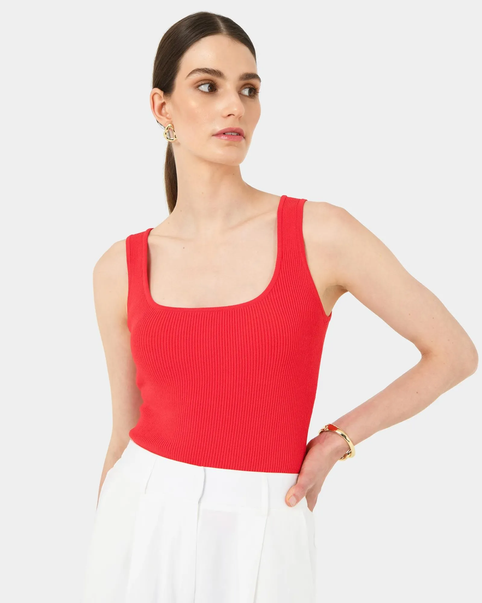 Forcast Vivi Rib Knit Tank Top* T-Shirts & Tops|Work Tops