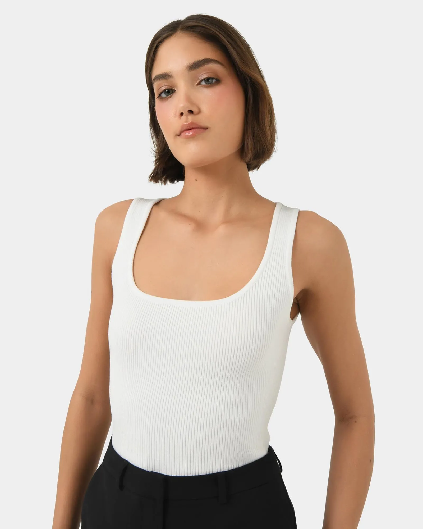 Forcast Vivi Rib Knit Tank Top* T-Shirts & Tops|Work Tops