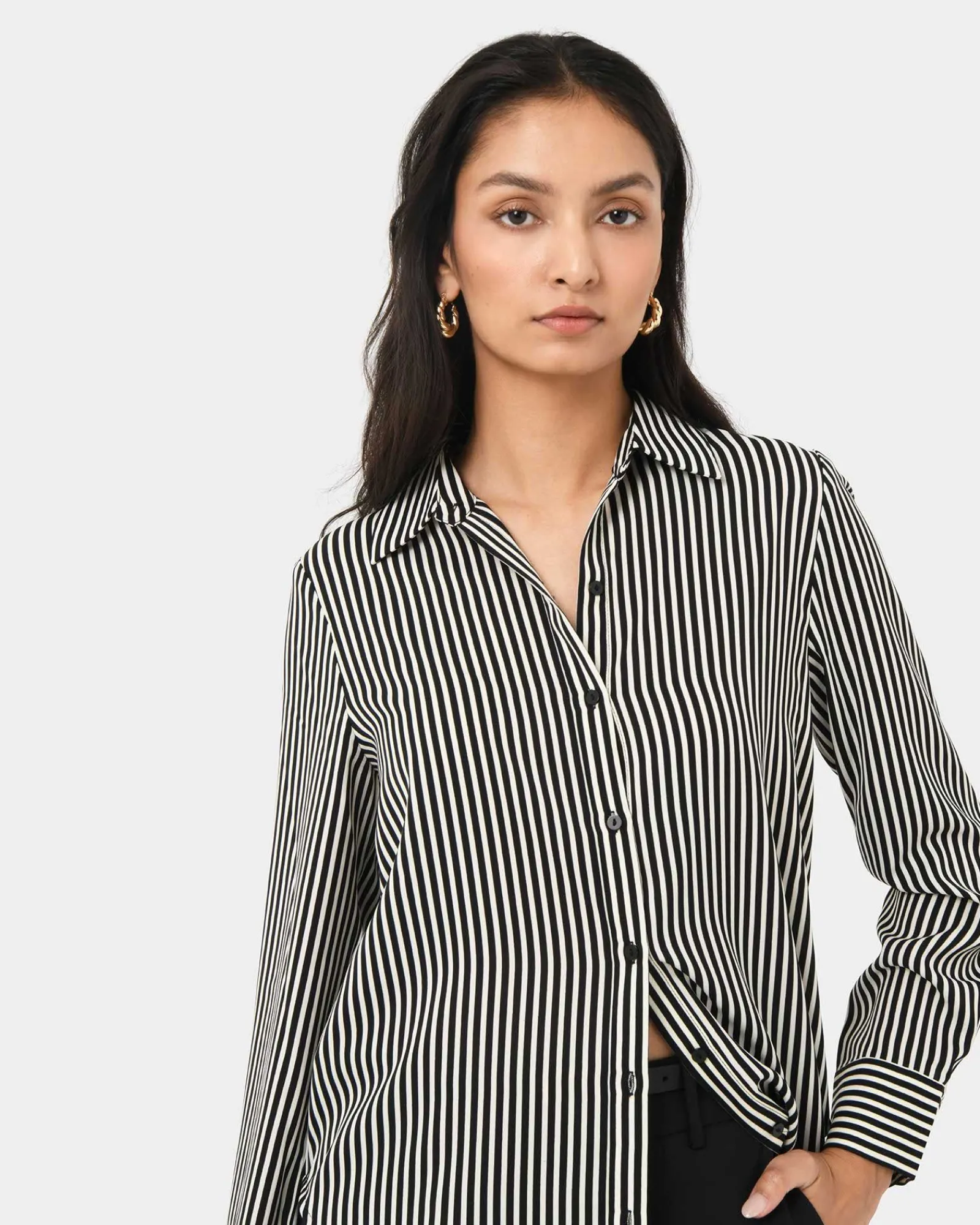 Forcast Wanda Stripe Satin Shirt* Long Sleeve Tops|Shirts & Blouses