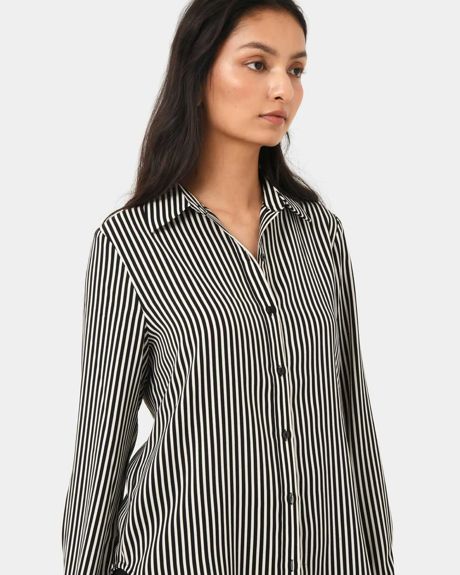 Forcast Wanda Stripe Satin Shirt* Long Sleeve Tops|Shirts & Blouses