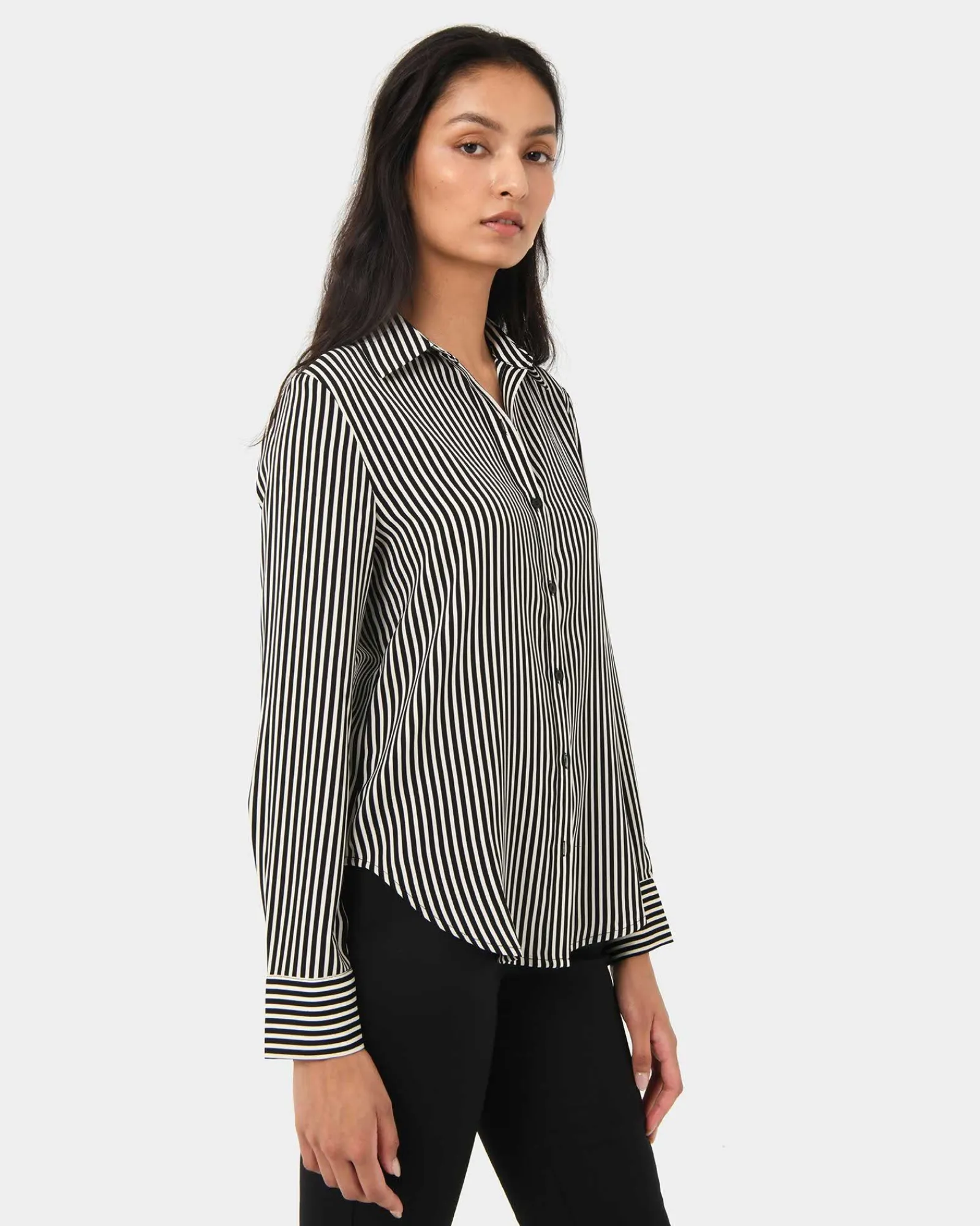 Forcast Wanda Stripe Satin Shirt* Long Sleeve Tops|Shirts & Blouses