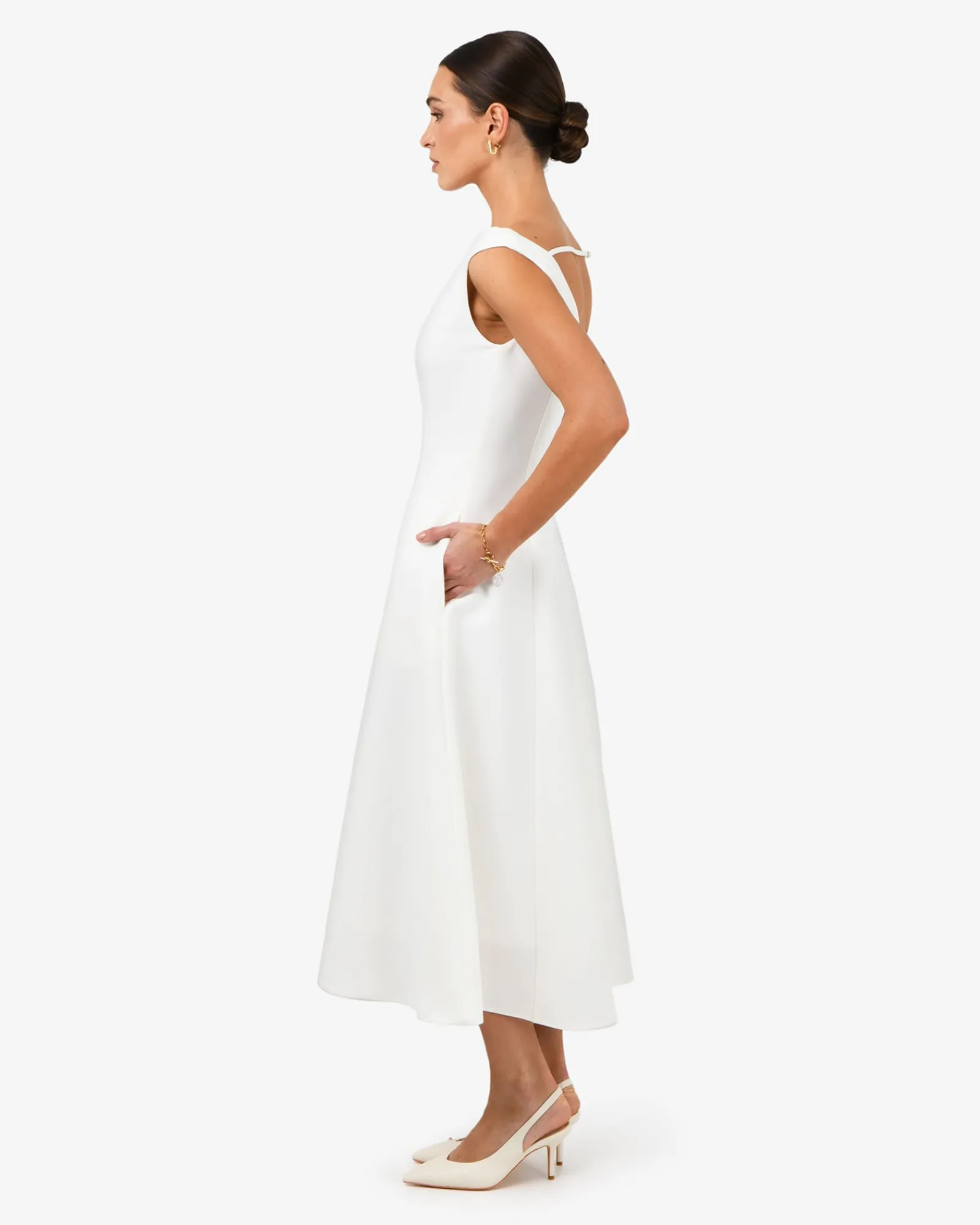 Forcast Yana V Neck Panel Dress* Midi Dresses|Midi Dresses