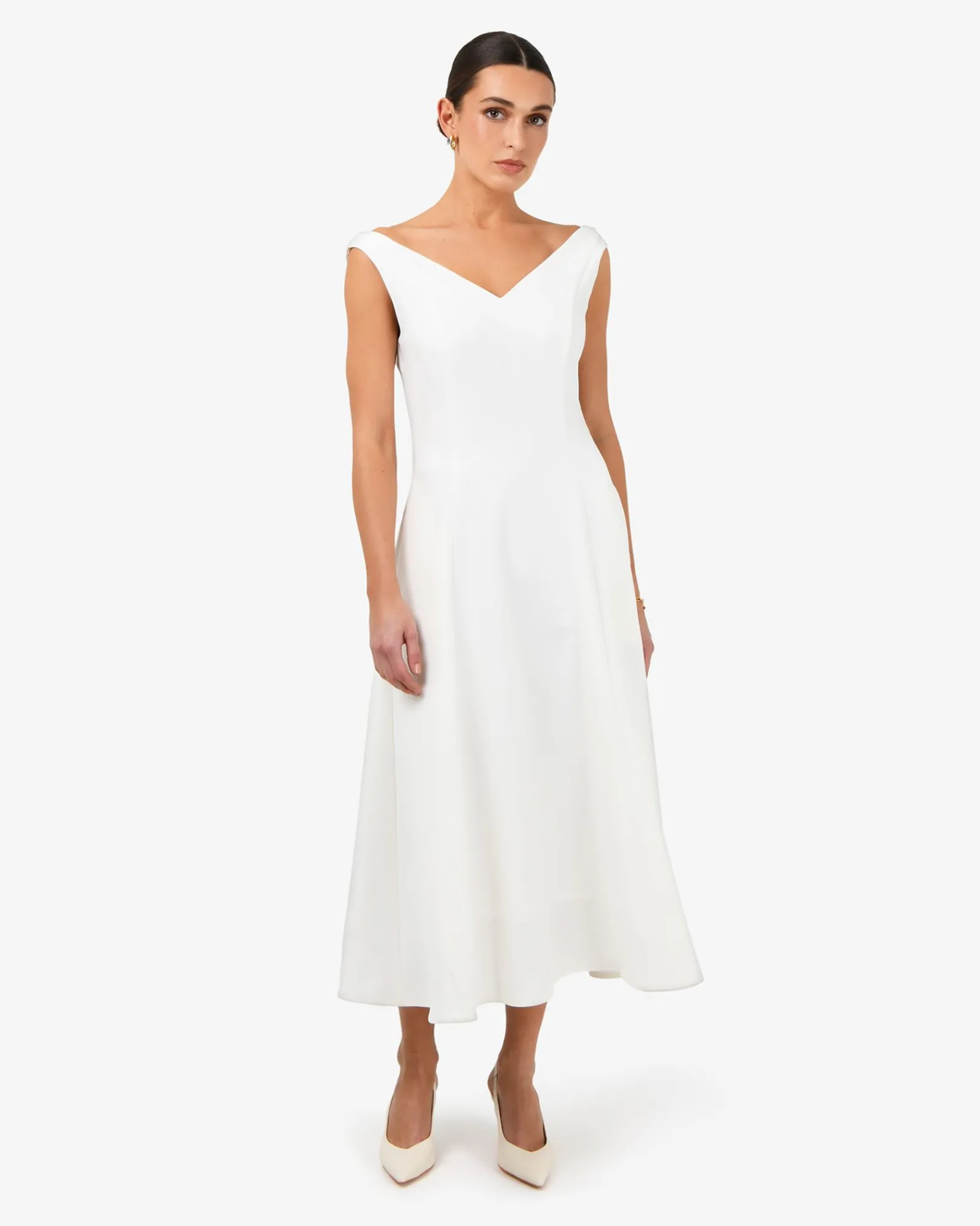 Forcast Yana V Neck Panel Dress* Midi Dresses|Midi Dresses