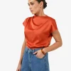 Forcast Zafina Pleated Draped Top* T-Shirts & Tops|Work Tops
